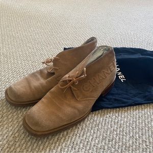 Authentic Chanel Suede booties shoes Size 38